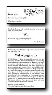 Aansluitadvertenties Wil Wijngaards